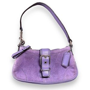 Lilac Purple Y2K 2000s Leather Mini Silver Buckle Coach Purse Bag